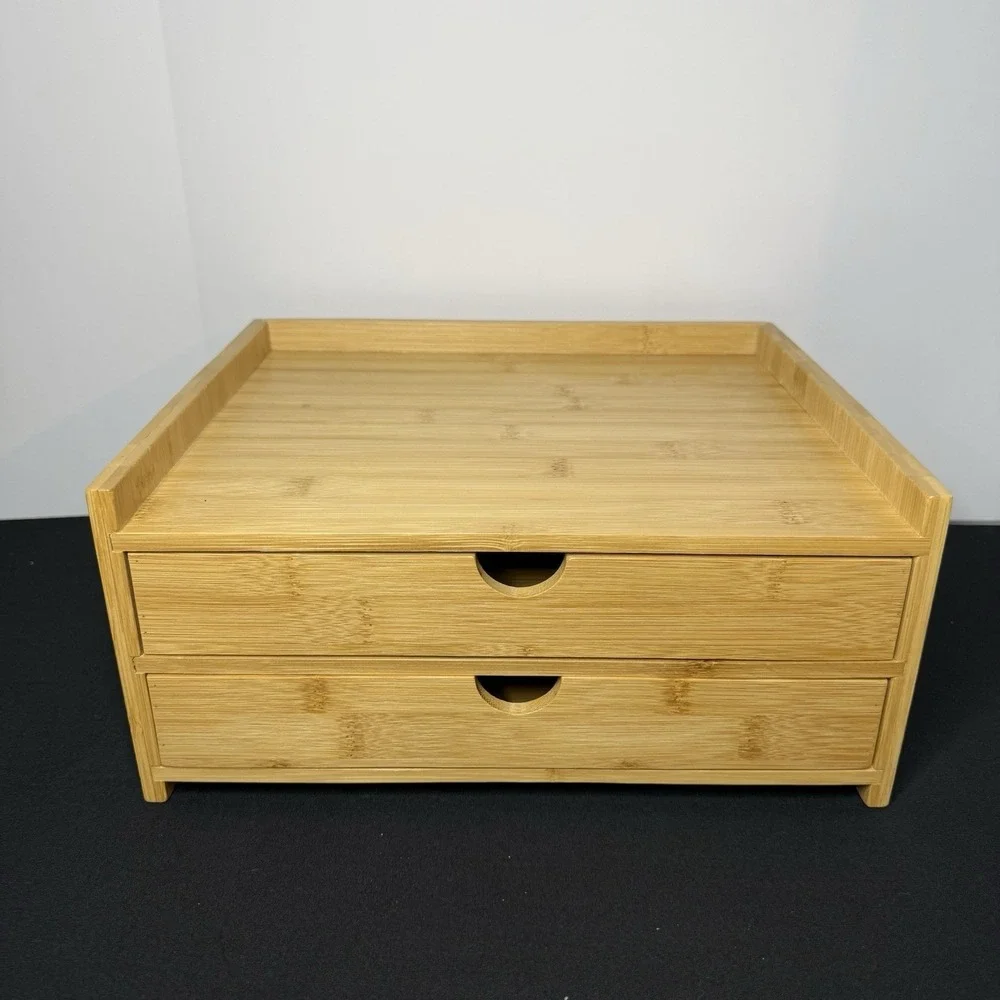 Prosumer's Choice Wooden Desk Organizer With Two Drawers Monitor Display Bamboo*